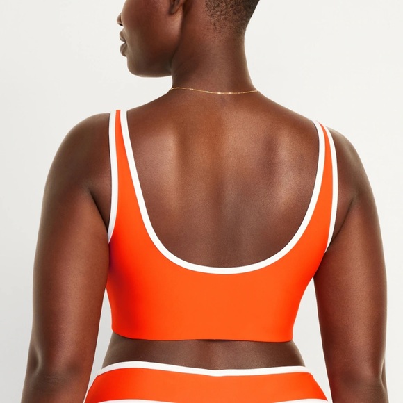 NWT OLD NAVY Zip-Front Bikini Swim Top Color: Warm Sunset - Picture 5 of 9
